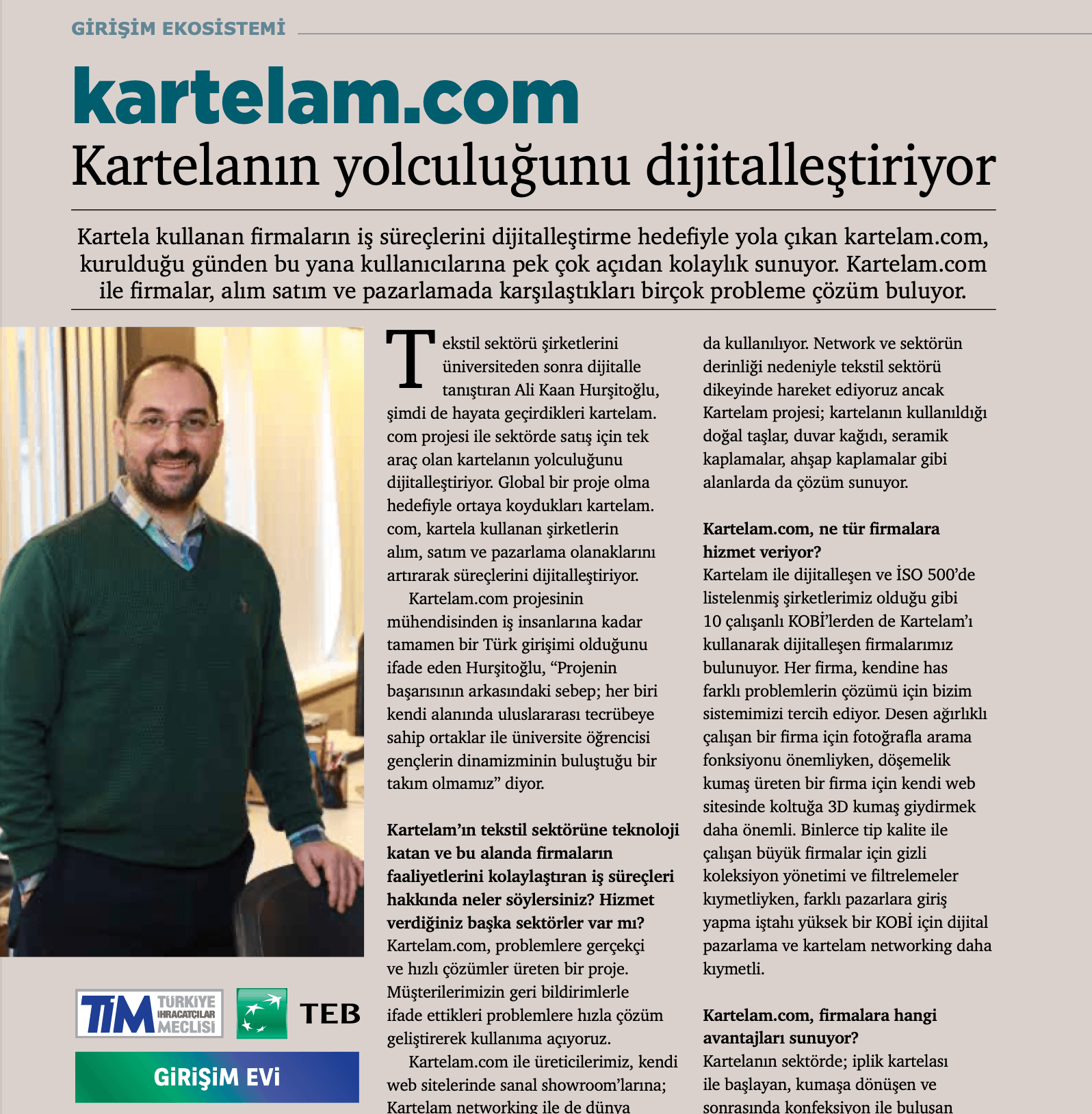 Kartelam.com has been accepted into TİM-TEB Entrepreneurship House Scale Up Program
